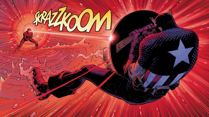 Cyclops firing optic blast at Captain America