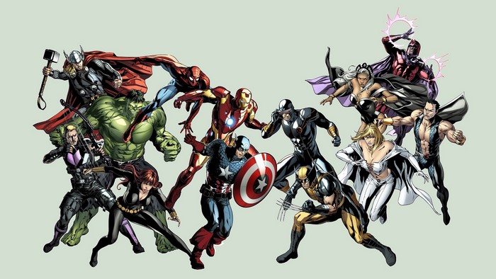 Marvel Comics characters including Cyclops, Wolverine, and Magneto