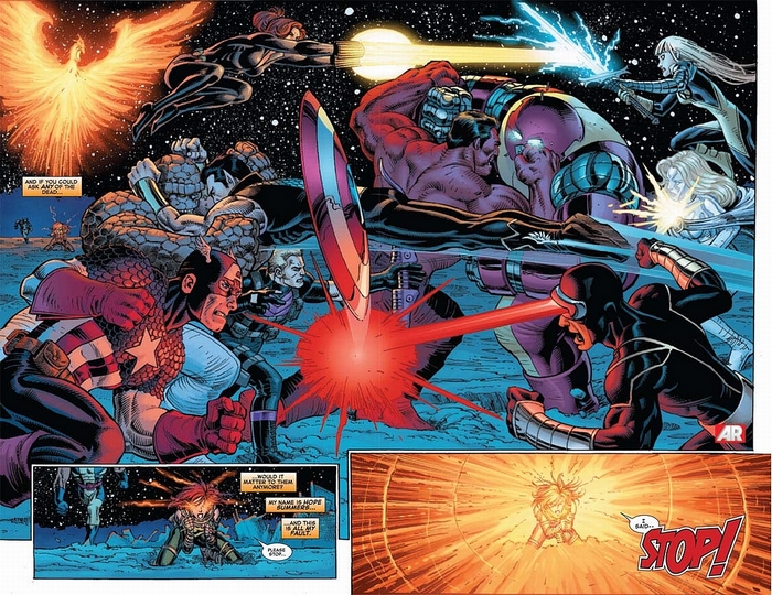 Cyclops and Marvel heroes fight Sentinels