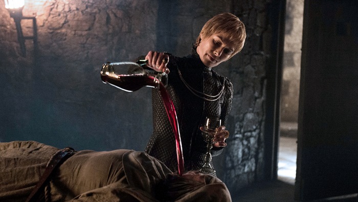Cersei Lannister from Game of Thrones pouring wine