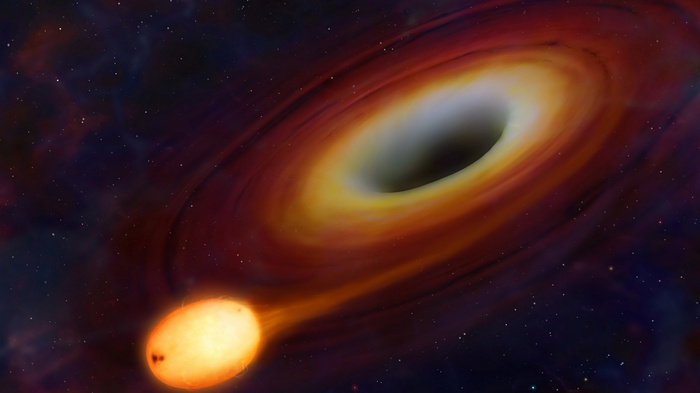 Black hole with accretion disk and star