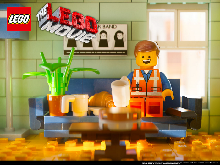 Emmet from The Lego Movie with breakfast