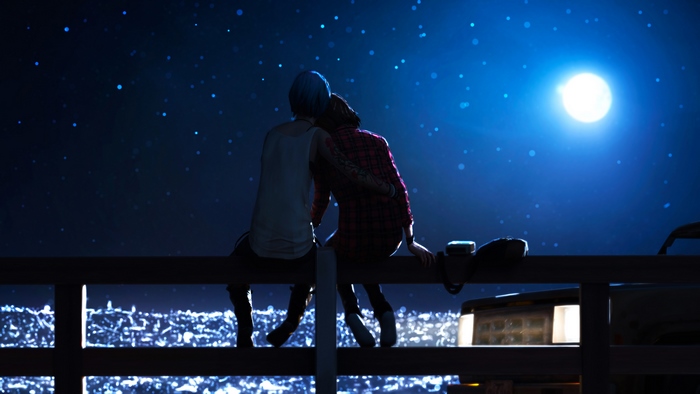 Chloe Price from Life is Strange sitting under the night sky