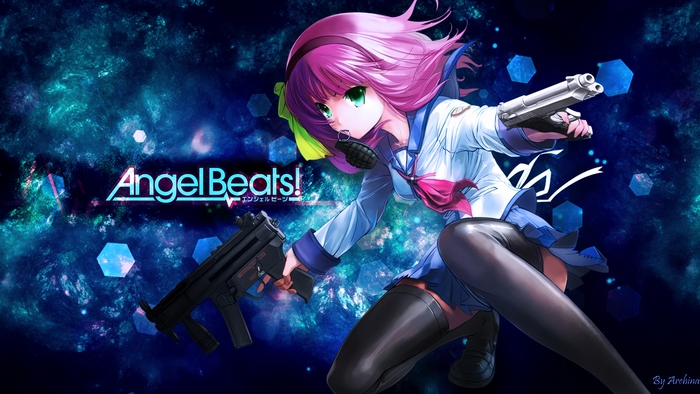 Yuri Nakamura from Angel Beats! with guns