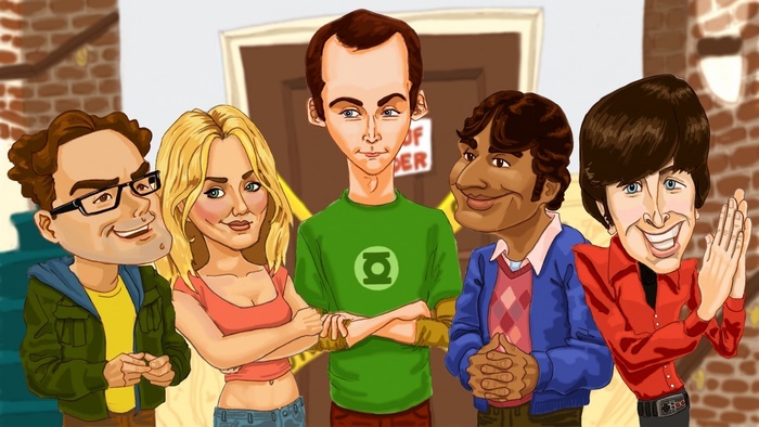 The Big Bang Theory characters in cartoon style