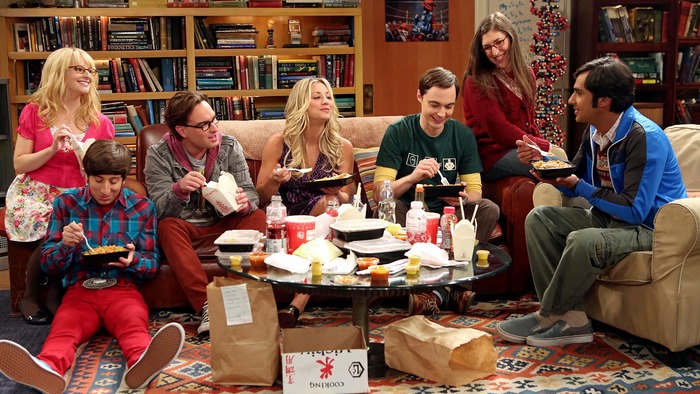 The Big Bang Theory cast eating takeout