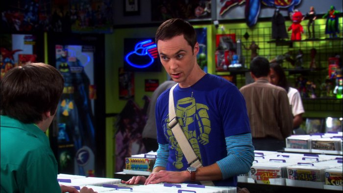 Sheldon Cooper in a comic book store