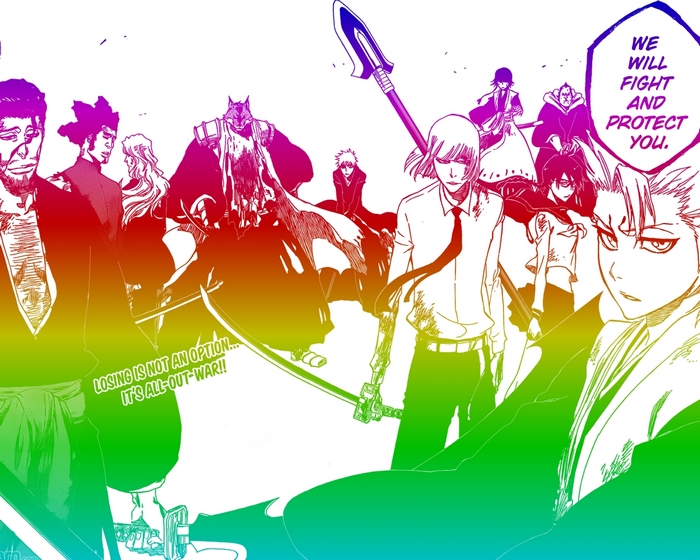 Bleach characters in a battle formation