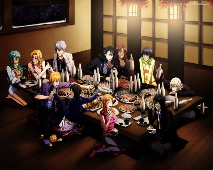 Group of people at a dinner party from Bleach