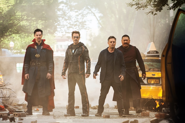 Doctor Strange, Iron Man, Hulk, and Wong in New York