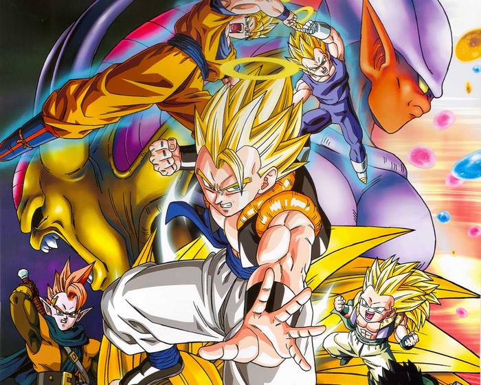 Gogeta and other Dragon Ball Z characters fighting