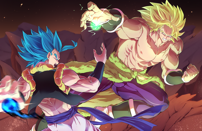Gogeta and Broly fighting