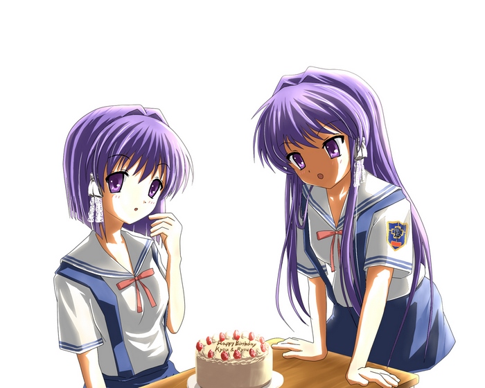 Ryou Fujibayashi with a birthday cake