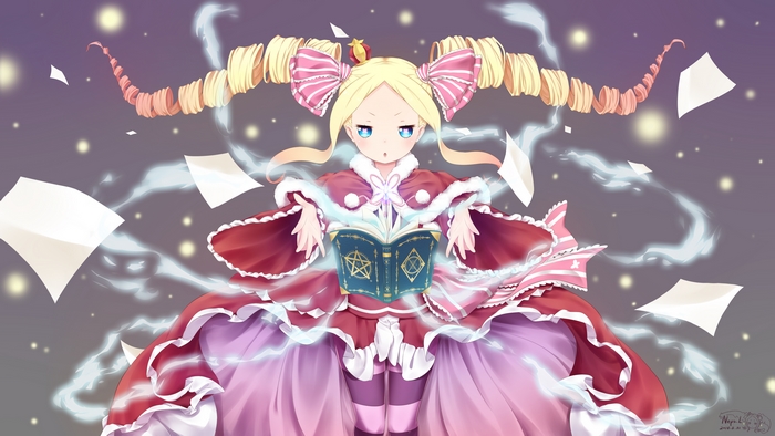 Beatrice from Re:ZERO casting a spell