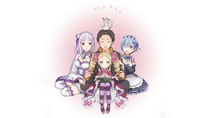 Beatrice, Emilia, Rem, and Subaru from Re:ZERO