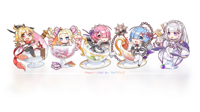 Chibi characters from Re:ZERO in desserts