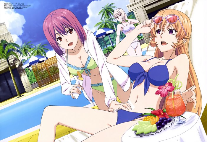Erina Nakiri and friends at the pool