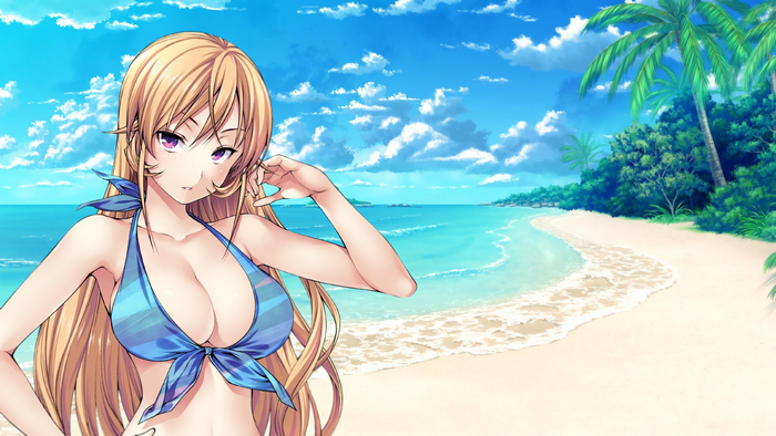 Erina Nakiri from Food Wars! on a beach