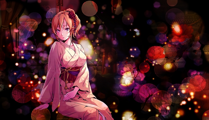 Erina Nakiri in Kimono with Bokeh Lights