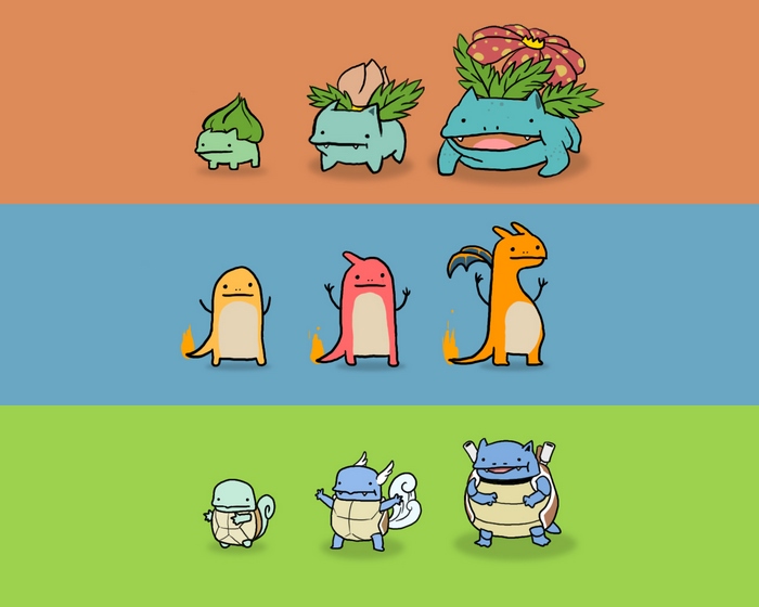 Pokemon Evolutions: Bulbasaur, Charmander, Squirtle