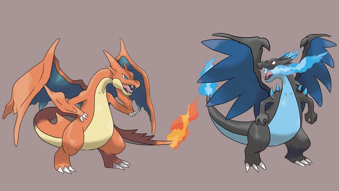 Charizard and Mega Charizard X from Pokémon