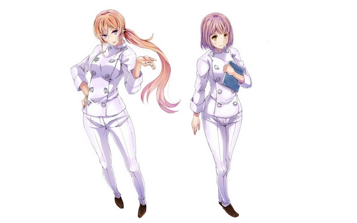 Erina Nakiri and another girl in chef uniforms