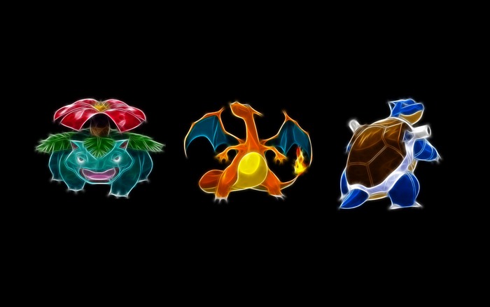 Venusaur, Charizard, and Blastoise from Pokémon