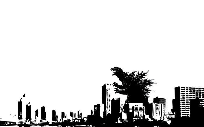 Godzilla attacking a city