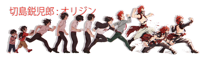 Eijiro Kirishima Character Evolution Illustration