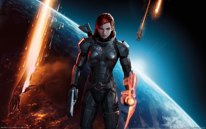 Commander Shepard in Futuristic Space Battle Armor