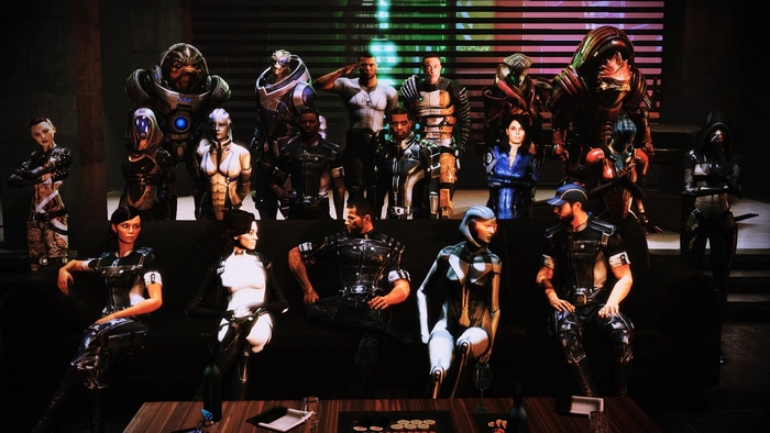Mass Effect characters posing together
