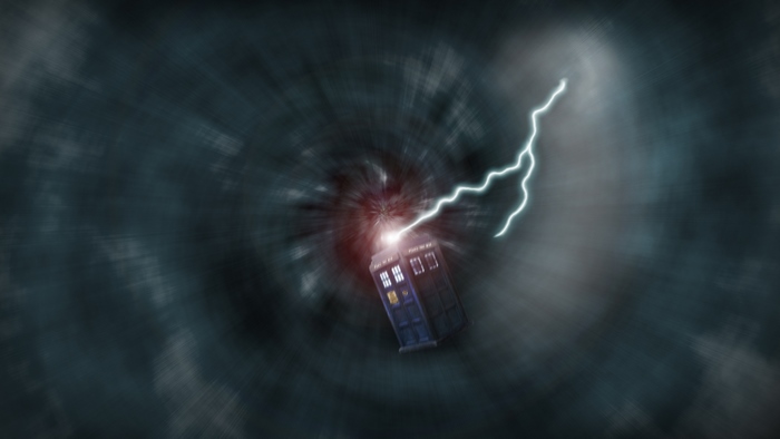 TARDIS from Doctor Who in a vortex
