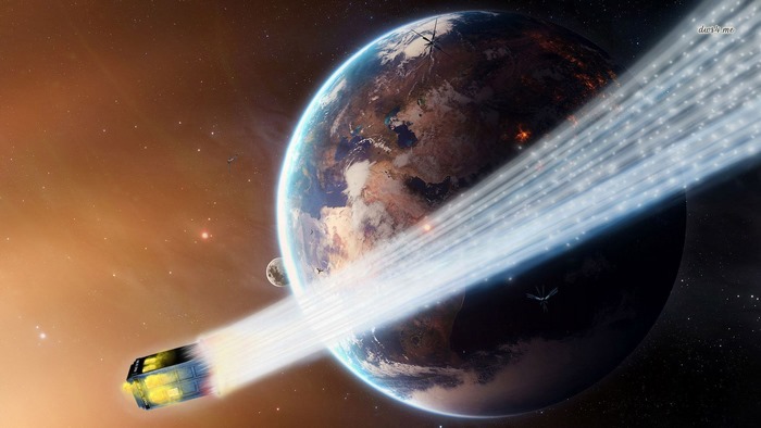 TARDIS from Doctor Who traveling through space