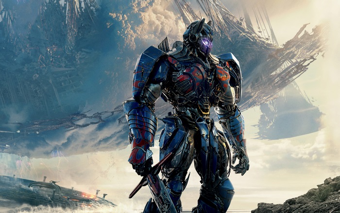 Optimus Prime Standing on Rocky Terrain