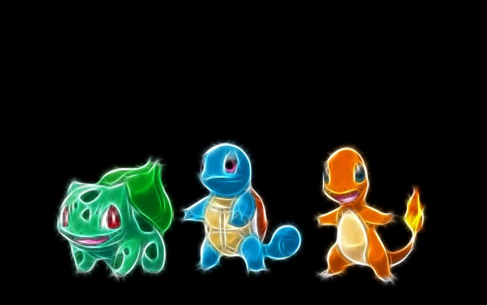 Bulbasaur, Squirtle, and Charmander from Pokémon
