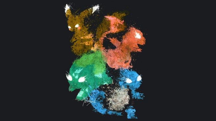 Pikachu, Charmander, Bulbasaur, and Squirtle from Pokémon