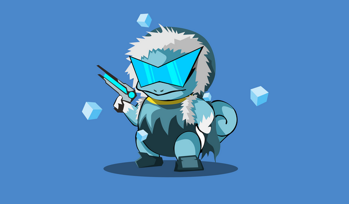 Squirtle from Pokémon with futuristic gear