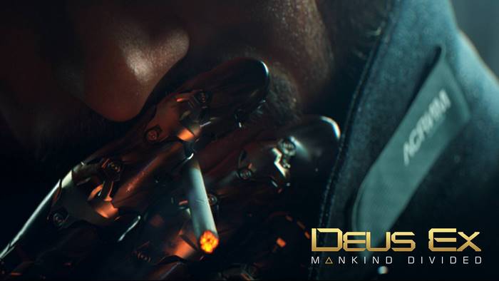Adam Jensen from Deus Ex: Mankind Divided smoking