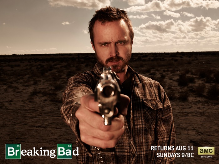 Jesse Pinkman from Breaking Bad holding a gun
