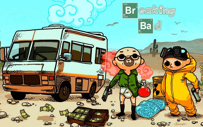 Breaking Bad characters with RV in desert