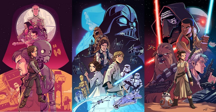 Star Wars characters from different eras