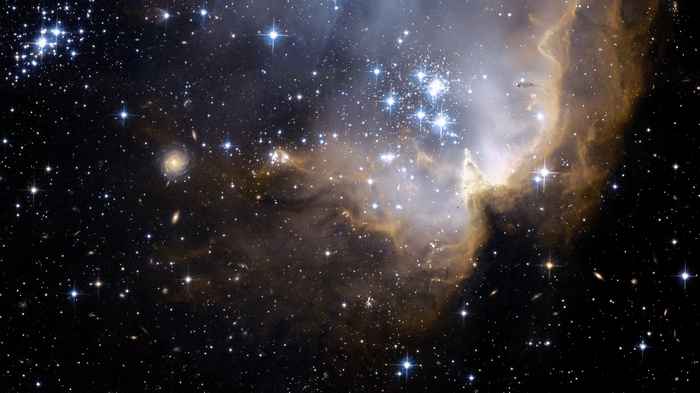 Starry Nebula with Galaxies and Star Clusters