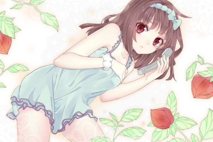 Nadeko Sengoku holding a phone