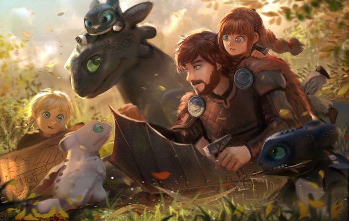 Hiccup and children with dragons