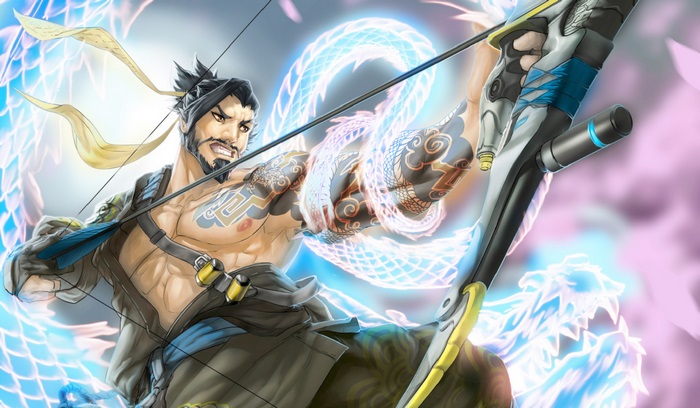 Hanzo from Overwatch with a dragon spirit