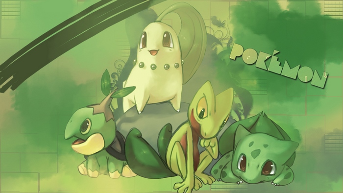 Pokemon: Bulbasaur, Chikorita, Treecko, Turtwig