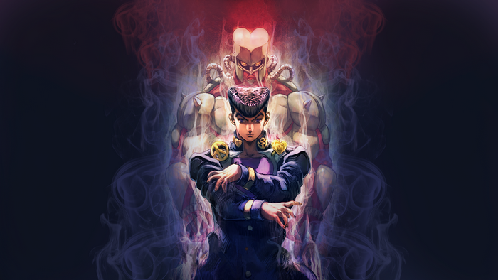 Josuke Higashikata and Crazy Diamond from JoJo's Bizarre Adventure