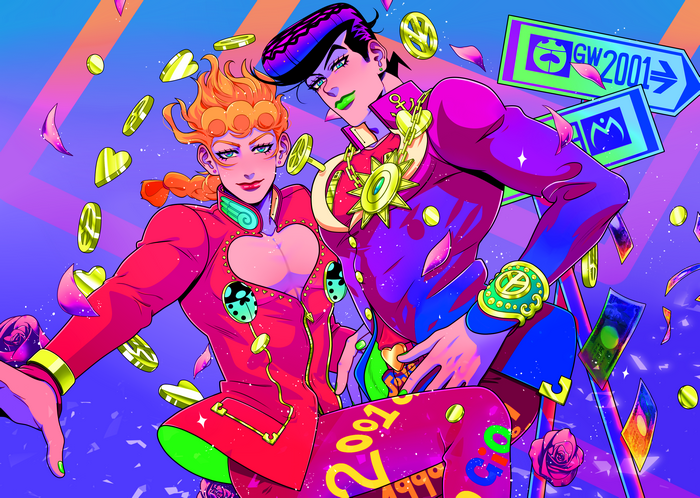 Josuke Higashikata and Giorno Giovanna from JoJo's Bizarre Adventure