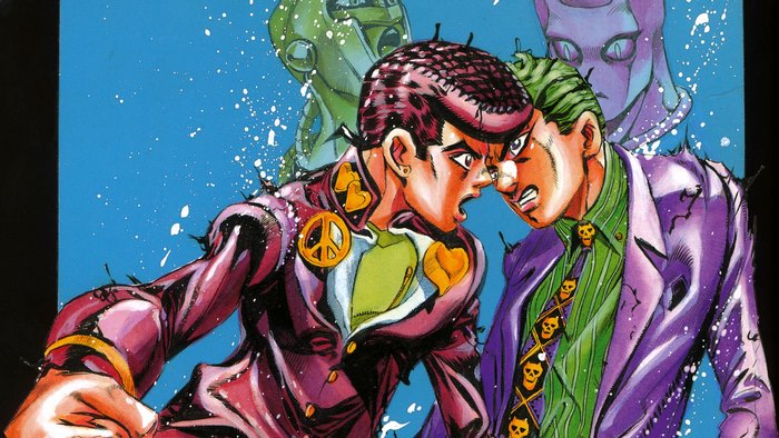 Josuke Higashikata and Yoshikage Kira from JoJo's Bizarre Adventure