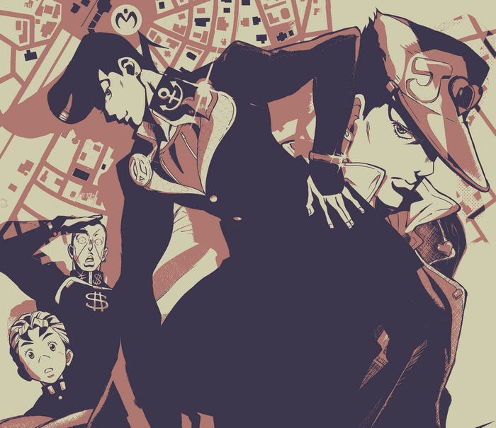 Josuke Higashikata and Jotaro Kujo from JoJo's Bizarre Adventure